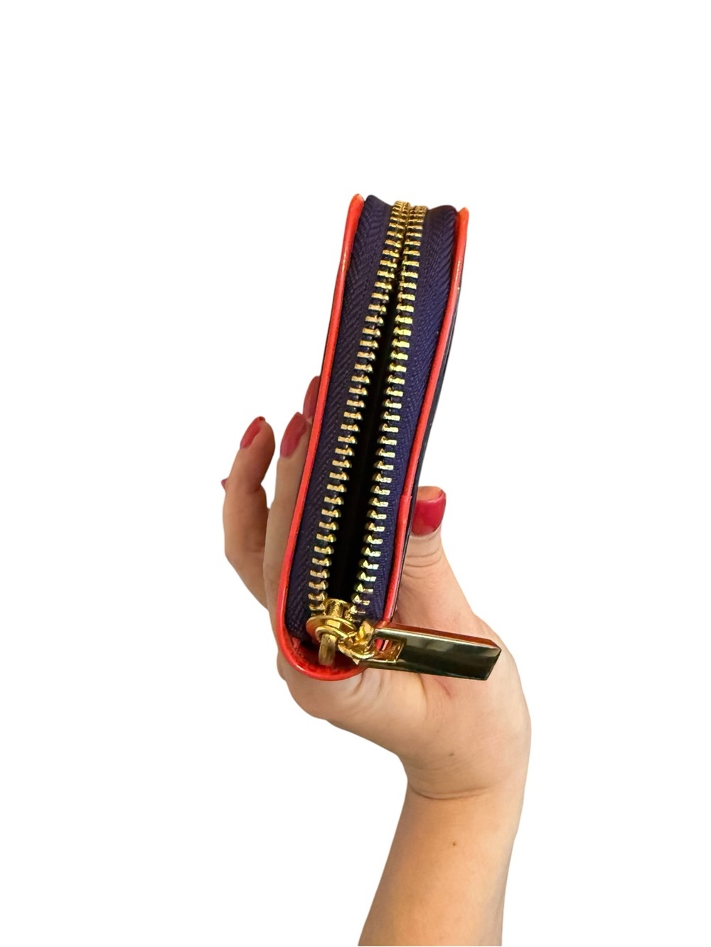 Tory Burch Patent Leather Purple and Red Long Zip-Around Wallet - Picture 7 of 9